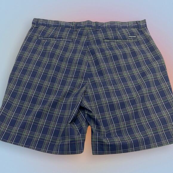 CHAPS GOLF Men’s 38 Blue / Green Plaid Performance Shorts - Picture 2 of 4